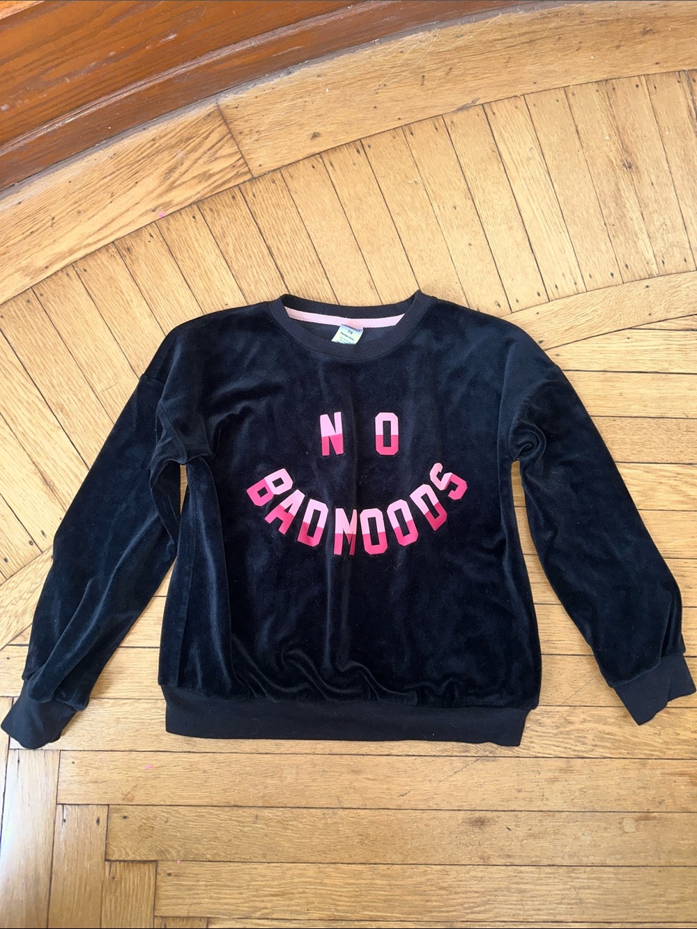 No Bad Moods Black & Pink girls Velour Sweatshirt